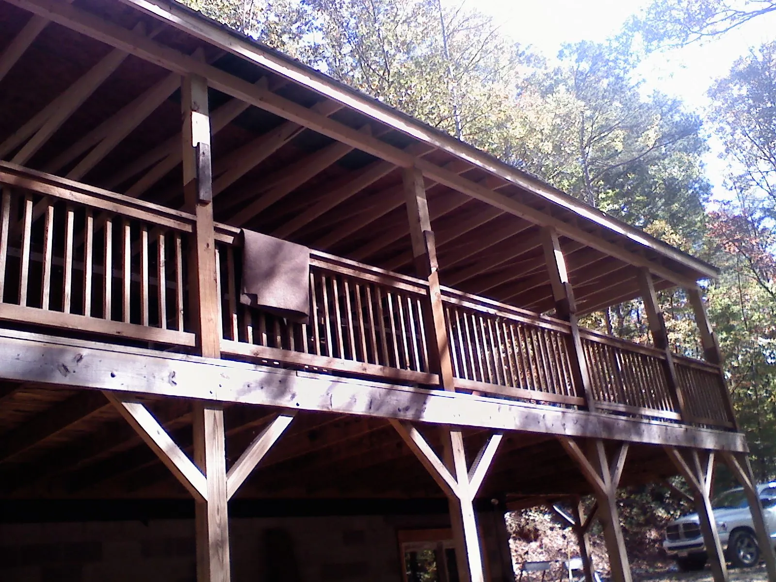 Timber framing under a new elevated porch and deck — Roof Leak Repair in Monroeville by Roofing Brothers